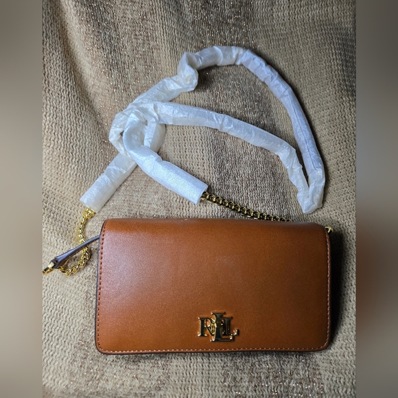 ✨️Lauren Ralph Lauren Leather Crossbody Turn-Lock Tech Case
